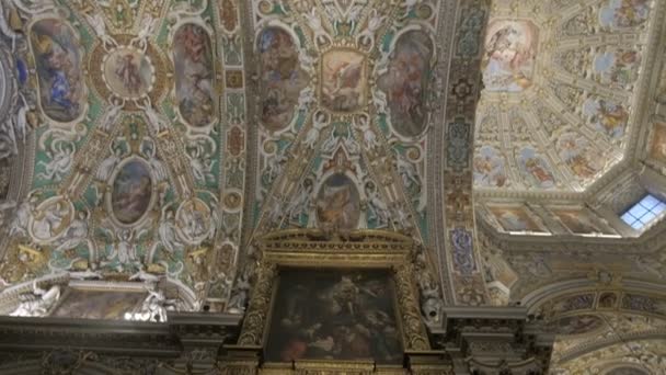 Собор Бергамо Италия Июня 2022 Года Обзор Красивых Фресок Центральном — стоковое видео