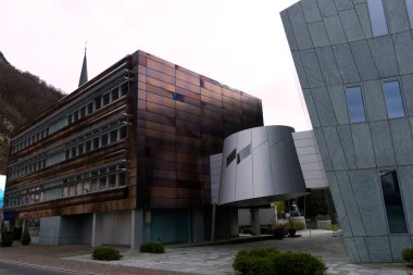 Vaduz, Liechtenstein - 2 Jan 2023: headquarters of the luxury real estate company Confida. High quality photo clipart