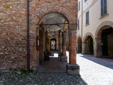 Tipik bir ortaçağ İtalyan köyleri manzarası. Yüksek kalite fotoğraf