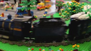 Tren istasyonu diyoramasının yakın çekim sahnesi. Yüksek kalite 4k görüntü