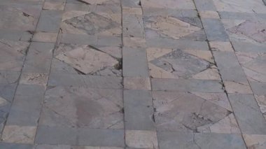 Görkemli bir evin içindeki antik Roma mozaik zemininin ayrıntıları. Yüksek kalite 4k görüntü