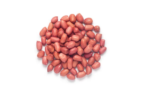 Amendoins Vermelhos Isolados Sobre Fundo Branco Vista Superior — Fotografia de Stock