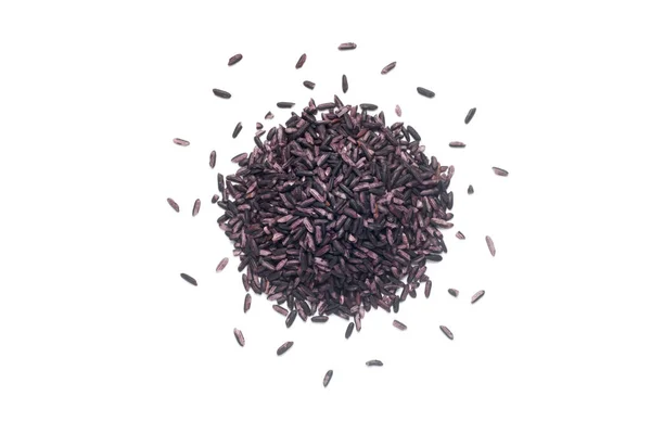 Heap Purple Rice Isolated White Background Top View — Stock Photo, Image