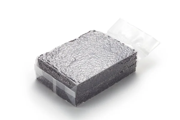 Purple Rice Transparent Vacuum Sealed Bag Isolated White Background — Stock Photo, Image