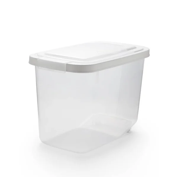 方形空塑料桶隔离在白色背景上 食品集装箱 — 图库照片