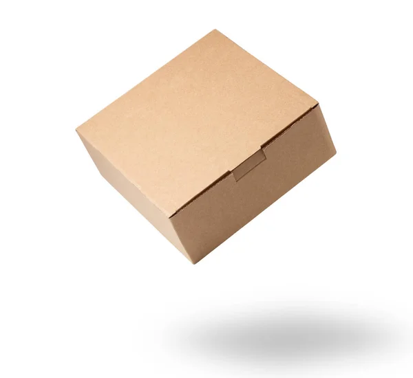 Hnědá Lepenková Krabice Izolované Bílém Pozadí — Stock fotografie
