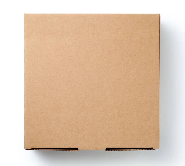Caja Cartón Marrón Aislada Sobre Fondo Blanco Vista Superior — Foto de Stock