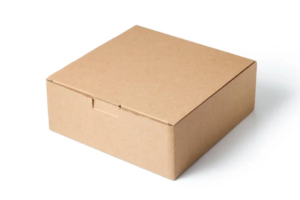 Caja Cartón Marrón Aislada Sobre Fondo Blanco — Foto de Stock