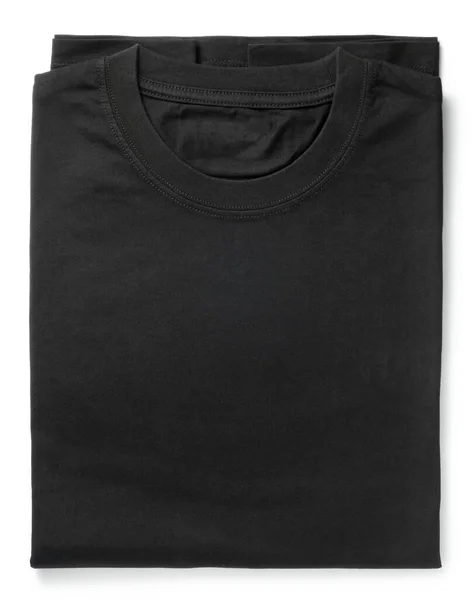 Schwarzes Gefaltetes Shirt Auf Weißem Hintergrund Ansicht Von Oben — Stockfoto