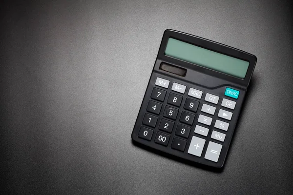 Kalkulator Hitam Dengan Latar Belakang Hitam Tampilan Atas — Stok Foto