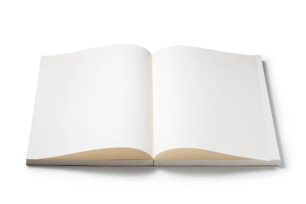 Ein Aufgeschlagenes Leeres Buch Auf Weißem Hintergrund — Stockfoto