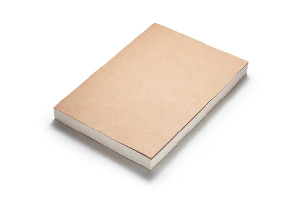 一本以白色为背景的褐色书 — 图库照片