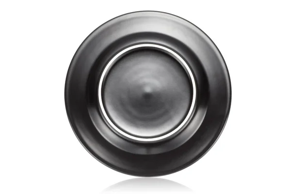 Bottom Black Square Plate Isolated White Background — Stock Photo, Image
