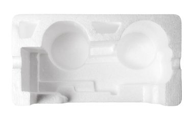 Boş stiroköpük kutusu beyaz arkaplanda izole edildi