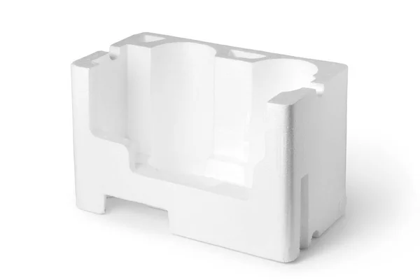 Пустая Пенопластовая Коробка Белом Фоне — стоковое фото