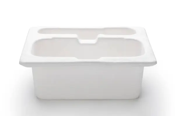 Scatola Imballaggio Vuota Antiurto Isolata Sfondo Bianco — Foto Stock