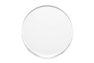 Beyaz arkaplanda izole edilmiş boş yuvarlak akrilik blok