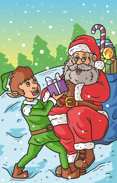 Santa Claus Aider Célébrer Noël — Image vectorielle