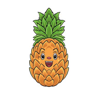 Sevimli ananas karakteri komik meyve 