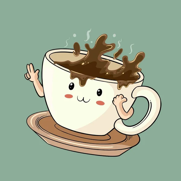 Roztomilý Charakter Snídaně Káva Ráno — Stockový vektor