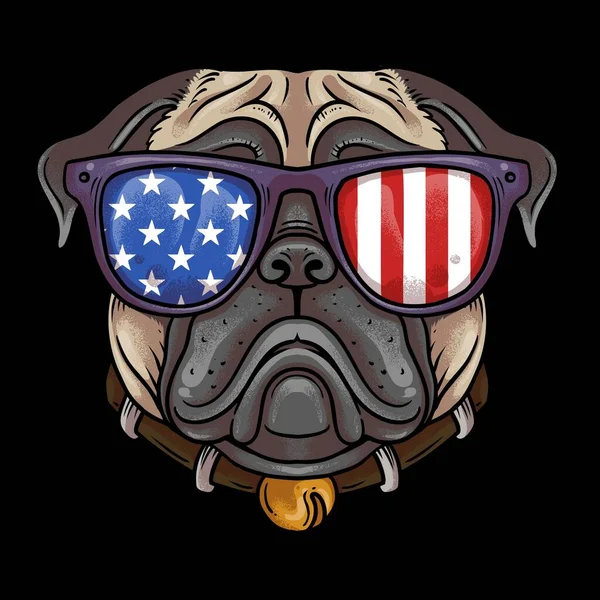 酷酷的美国狗头T恤设计 — 图库矢量图片