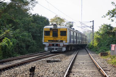 Hindistan 'ın Batı Bengal kentindeki Hint Demiryolu' nda Doğu Demiryolu 'nun yerel tren manzarası