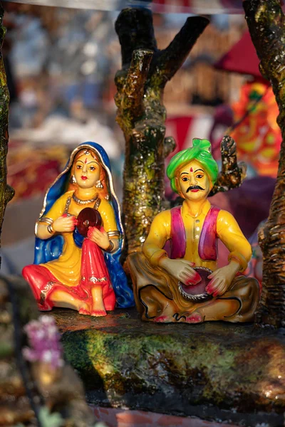 Beautiful Handmade Dolls Miniature Folk Musicians Performing Band Classical Indian — Stock Photo, Image