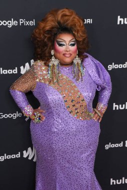 Beverly Hills, CA USA - 14 Mart 2024: Lushious Massacr 35. Yıllık GLAAD Ödüllerine katıldı.