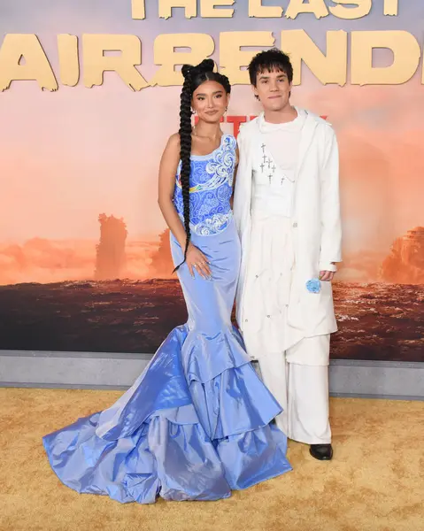 stock image Hollywood, CA USA - February 15, 2024: Kiawentiio Tarbell, Ian Ousley attends the premiere of Netflix's Avatar The Last Airbender.