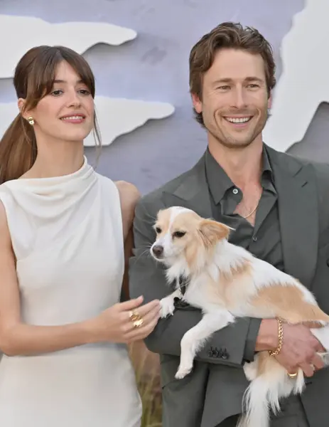 stock image Westwood, CA USA - July 11, 2024: Glen Powell, Daisy Edgar-Jones, Brisket attends the premiere of the movie Twisters.