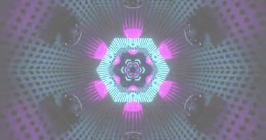 Dinamik animasyon canlı bir tünel gösteriyor. Renkli desenler ve şekillerle dolu. Herhangi bir dijital ekran için görsel bir deneyim yaratmak için kusursuz döngüler..