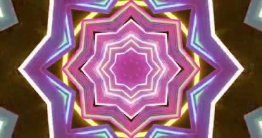 Renkli tünel video döngüsü keskin geometrik şekiller ve değişen renkler içerir, ekran koruyucuları veya arkaplanlar için uygun bir görsel deneyim oluşturur.