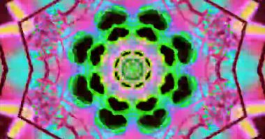 Bu canlı tünel video döngüsü renkli geometrik desenler içeriyor..