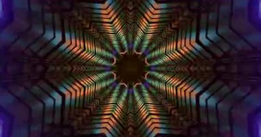Canlı renkler kıvrılır ve karmaşık geometrik desenlerle tünel efektlerinde kusursuz bir şekilde harmanlanır. Bu sürekli görsel döngü izleyiciler için ilgi çekici ve hipnotik bir deneyim sunar..