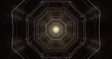 Pürüzsüz bir döngü, parlak bir merkezi olan karanlık bir tünelde karmaşık desenler gösterir. Bu büyüleyici görüntü ekran koruyucular ve arka planlar için rahatlatıcı bir ortam yaratır..
