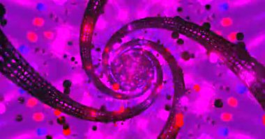 Tünel videosu renklendirici ışık ve desenlerle dolu canlı bir spiral sunar, izleyicileri büyüleyen çekici bir görsel ekran yaratır..