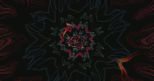 Büyüleyici bir soyut tasarım kıvrımlı şekiller ve parlak renkler ile karanlık bir arka plana karşı. Karmaşık desen, dinamik akışı ve enerjisiyle izleyicileri kendine çekiyor..