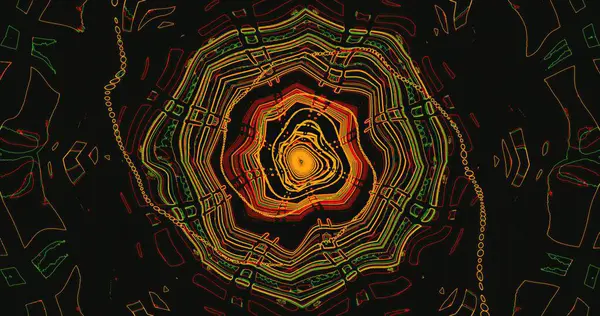 Renkli girdap desenleri parlak renklerle dolu soyut bir tasarım yaratır. Eserde, turuncu, yeşil ve sarı tonların harmanlandığı, gözü çeken karmaşık çizgiler ve şekiller yer alıyor..