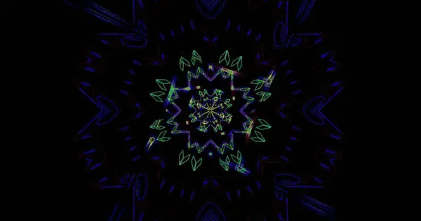 Canlı desenler ve şekiller renkli bir ekran ile iç içe geçerek soyut bir tasarım oluşturur. Dönen elementler kaleydoskopik bir etki oluşturarak izleyicinin dikkatini çekiyor..