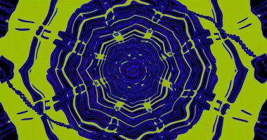 Dönen şekiller ve canlı renkler çarpıcı bir soyut tasarım yaratır. Kalın çizgiler parlak bir zemin üzerinde birleşir, gözü büyüleyen dinamik bir görsel etki yaratır..