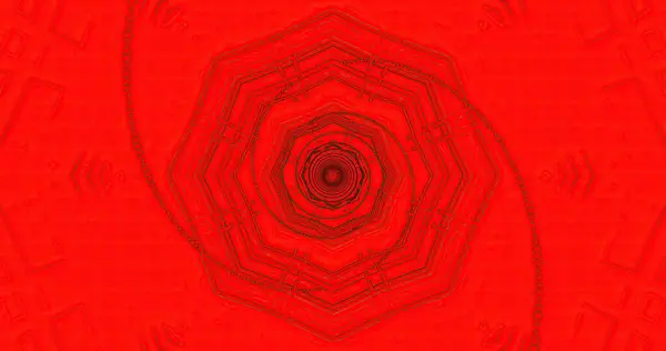 Büyüleyici bir spiral desen, dinamik bir görsel derinlik ve enerji yaratan parlak kırmızı renkli, karmaşık şekiller ve çizgiler halinde ortaya çıkar..