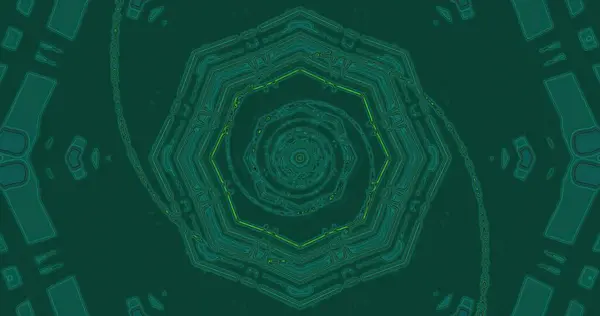 Çarpıcı bir geometrik desen, yeşilin çeşitli tonlarında dönen tasarımlar içerir. Karmaşık şekiller göz alıcı bir görsel etki yaratır ve hayal gücünü harekete geçirir..