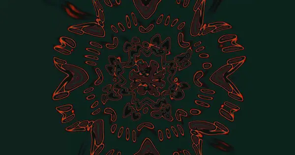 Bu sanat eserinde girdap desenleri olan karmaşık dairesel bir tasarım var. Koyu arkaplan kırmızı ve turuncu çizgileri vurgular ve çarpıcı bir görsel etki yaratır..