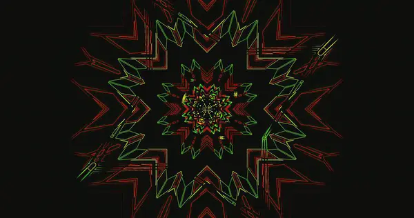 Kırmızı ve yeşil kompleks desenler çarpıcı bir soyut tasarım yaratır. Sanat eserlerinde keskin çizgiler ve canlı renkler var. Büyüleyici bir görsel deneyim yaratıyorlar..