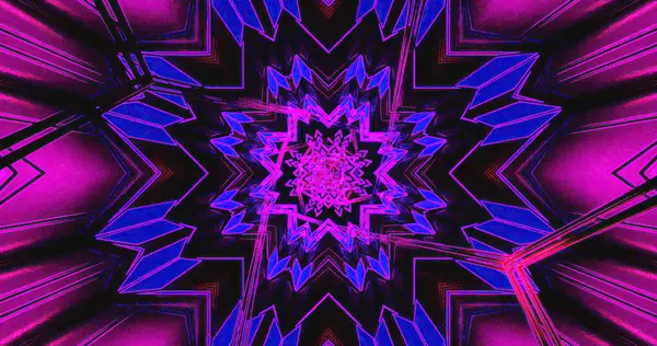 Mor ve mavi tonlarda dönen renkli geometrik şekiller derinliğin dinamik illüzyonunu yaratıyor. Şablon, modern sanat meraklıları için ideal, sarsıcı ve enerjik bir atmosferi çağrıştırıyor..