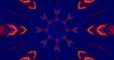 Büyüleyici bir tünel video döngüsü canlı renkler ve geometrik desenler sunar. Birbirlerine kusursuz bir şekilde karışırlar. Bu sürekli görüntü izleyicileri cezbeder.