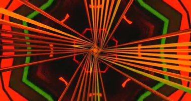 Parlak renkler ve geometrik şekiller mükemmel bir tünel oluşturur. Bu görsel deneyim rahatlama ve dijital sanatçılık için dinamik bir zemin sunar.