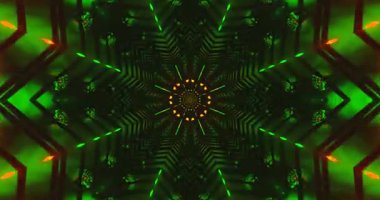 Bu kusursuz döngülü video parlak yeşil, turuncu ve sarı desenlerle dolu bir tünel içeriyor. Tasarım dinamik bir görsel deneyim yaratıyor, ekran koruyucular veya video ekranları için mükemmel.