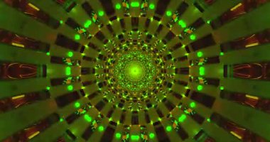 Dinamik bir görsel deneyim yaratan bu dikişsiz döngü, yeşil ve turuncu ışıklardan oluşan renkli bir tünele sahiptir. Sonsuz desen, izleyiciyi meşgul edici bir dijital yolculuğa çeker.