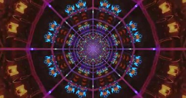 Bu çarpıcı görsel ekran, parlak renkleri ve karmaşık desenleri olan kusursuz bir döngü tüneline sahiptir..